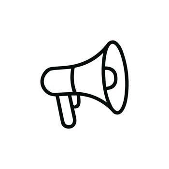 Simple Outline Handdrawn Megaphone Loudspeaker Communication Device Icon Element vector