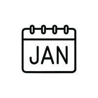 Minimalist Outline Calendar January Month Reminder Planner Schedule Icon vector