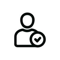 Simple Outline User Account with Checkmark Sign Shape Icon Graphic vector