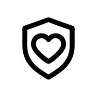 Outline Simple Heart Inside Shield Shape Icon Isolated on White vector