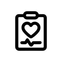Outline Simple Heartbeat Medical Record Document Isolated Line Art Icon vector