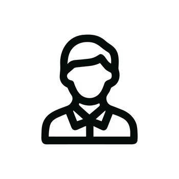 Simple Lineart Man with Collar Graphic Style User Interface Icon vector
