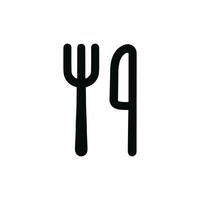 Simple Outline Fork and Knife Cutlery Restaurant Food Element Icon vector