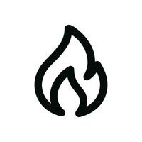 Simple Outline Bold Fire Flame Shape Graphic Line Icon vector