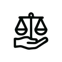 Outline Simple Hand with Scale Symbol of Justice Legal Icon vector