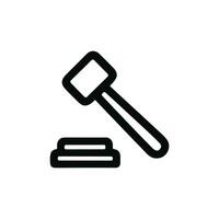 Simple Outline Style Gavel and Sound Block Icon Illustration vector