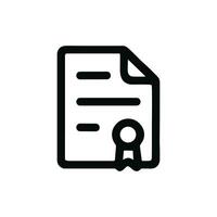 Minimalist Outline Document Certification Form with Seal in Clean Line Style Icon vector
