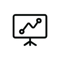 Minimalist Outline Presentation Graph Diagram Board on Tripod Icon vector