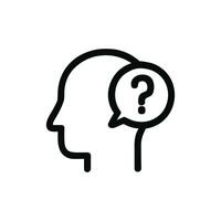 Line Art Human Head with Question Mark Inside Thought Bubble Icon vector
