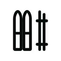 Minimalist Outline Ski and Pole Icon Illustration on White Background vector