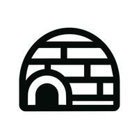 Minimalist Line Art Igloo Winter Shelter Building Icon Illustration vector