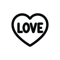 Simple Outline Heart With Love Text Inside Decorative Graphic Element vector
