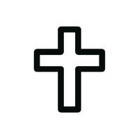 Simple Outline Rounded Christian Cross Symbol Shape Icon Illustration vector