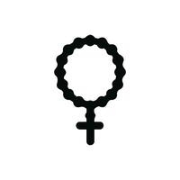Simple Line Rosary Cross Prayer Beads Religious Symbol Icon Silhouette vector
