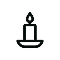Simple Outline Candle Illustration with Flame in Black Color Icon Design vector