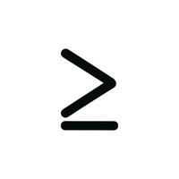 Simple Line Style Greater Than or Equal To Symbol Shape Icon vector