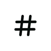 Simple Bold Hashtag Symbol Icon Shape in Black and White Design vector