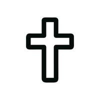 Simple Outline Round Edge Cross Symbol Shape Religion Icon vector