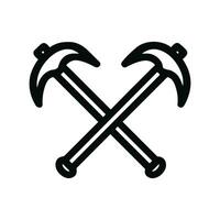 Simple Outline Crossed Pickaxes Symbol Silhouette Illustration Icon Design vector