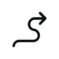 Minimalist Outline Curvy Arrow Direction Sign Symbol and Graphic Element vector