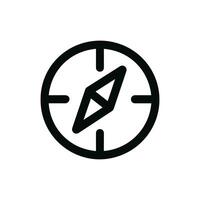 Minimalist Outline Stroke Compass Navigation Tool Direction Indicator Icon vector