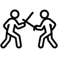 Minimalist Line Art Sword Fight Icon Duel Simple Design vector