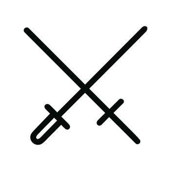 Minimalist Outline Crossed Sword Weapon Icon for Game and App Development vector