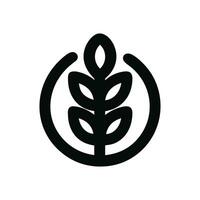 Simple Line Drawing of Wheat Stalk in Circle Shape Sign Icon vector