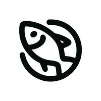 Minimalist Line Art Fish Circle Abstract Shape Aquarium Pet Icon vector