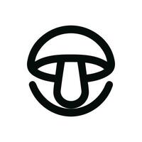 Minimalist Line Circle Mushroom Icon with Rounded Cap and Stem Design vector