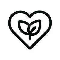 Simple Line Art Heart with Leaf Symbol Sign Icon Graphic vector