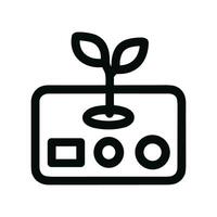 Simple Line Style Plant Growing from Device Farming Automation Icon vector