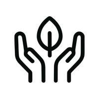 Outline Minimalist Hands Holding Leaf Organic Natural Simple Shape Icon vector