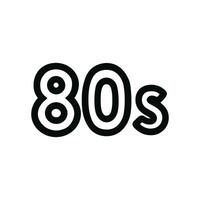 Retro Bold Outline 80s Text Design Element for Nostalgic Graphic vector