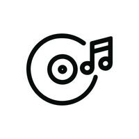 Minimalist Outline Music Record and Note Symbol for Audio Entertainment vector