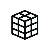 Simple Outline Geometric Cube Shape Puzzle Game Icon Illustration vector