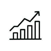 Minimalist Outline Growing Bar Graph with Arrow Finance Statistic Icon vector