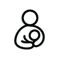 Minimalist Line Drawing Mother Holding Baby Illustration Symbol Icon vector