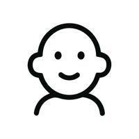 Simple Outline Baby Face with Smiling Expression Minimalist Icon vector
