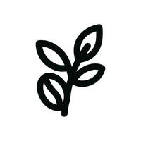 Minimalist Outlined Leaf Branch Design Element for Natural Decoration Icon vector