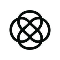 Minimalist Interlocking Circle Geometric Knot Design Element Shape vector