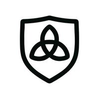 Minimalist Outline Shield with Triquetra Knot Symbol Icon Graphic Design vector