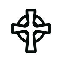Simple Line Art Celtic Cross with Circle Shape Religious Symbol vector