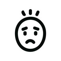 Simple Line Drawing Distressed Face Emoticon Icon Illustration vector