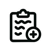 Simple Outline Clipboard with Plus Symbol for Add New Task Icon vector