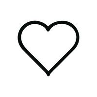Simple Outline Heart Shape Graphic Element Black and White Icon vector
