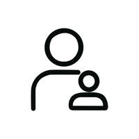 Minimalist Outline Person Add User Icon Symbol in Black and White vector