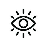 Minimalist Line Art Eye with Rays Symbol Shape Icon Graphic vector