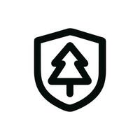 Minimalist Line Art Tree in Shield Shape Logo Design Element vector