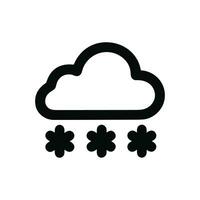 Simple Outline Cloud Snowfall Weather Forecast Black and White Symbol Icon vector